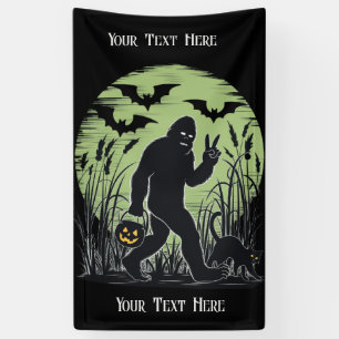 Bigfoot Halloween Bannière verte et noire