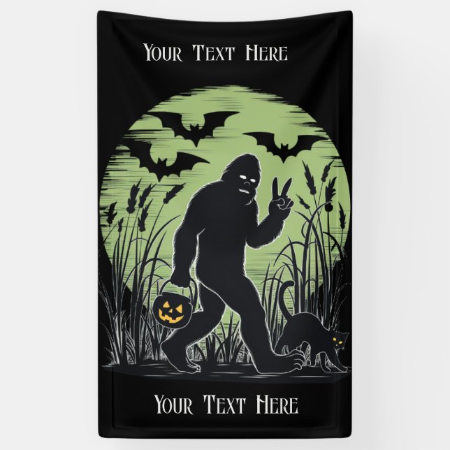 Bigfoot Halloween Bannière verte et noire (Vertical)