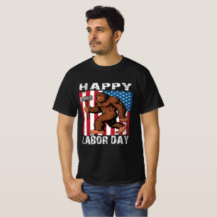 Bigfoot Happy Labor Day T-shirt Homme Femmes Enfan
