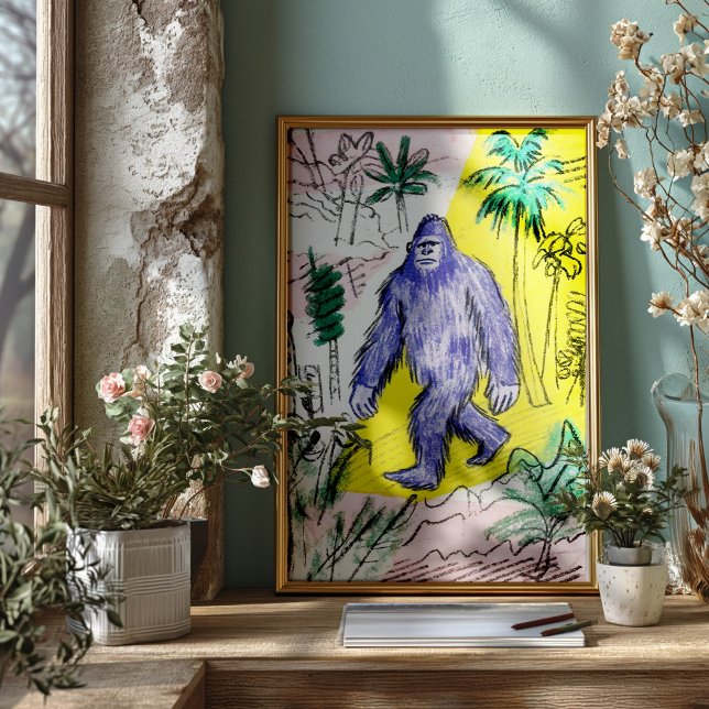 Bigfoot Walking Poster Print Wall Art (Créateur téléchargé)