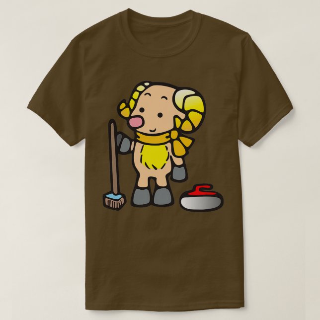 Bighorn Sheep Playing Curling Classic TShirt (Design devant)