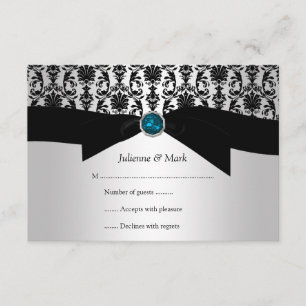 bijou argenté noir RSVP de turquoise de la damassé