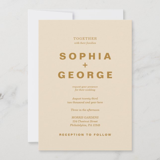 Bijou Boho moderne Terre Ton mariage Invitations (Devant)