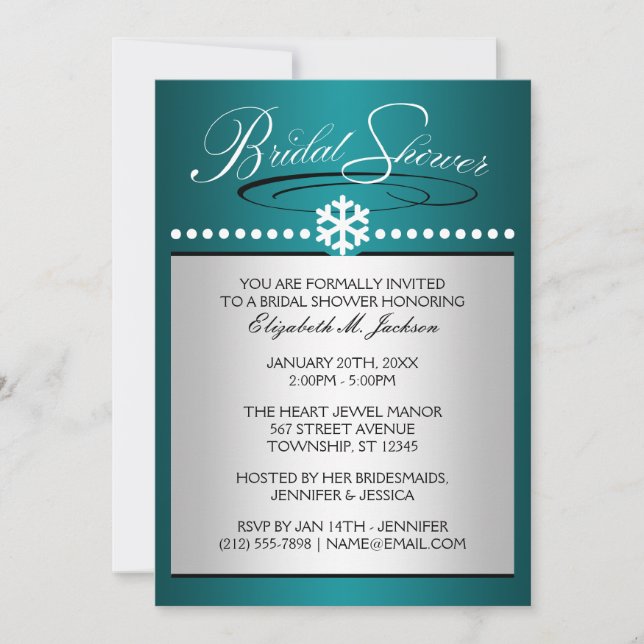 Bijou de flocon de neige Invitations Turquoises de (Devant)