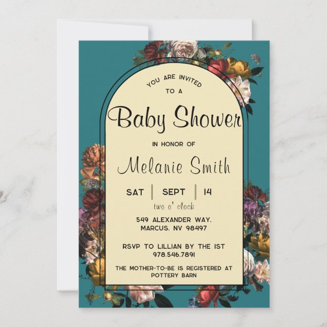 Bijou Maximaliste Baby shower tonique Invitation (Devant)