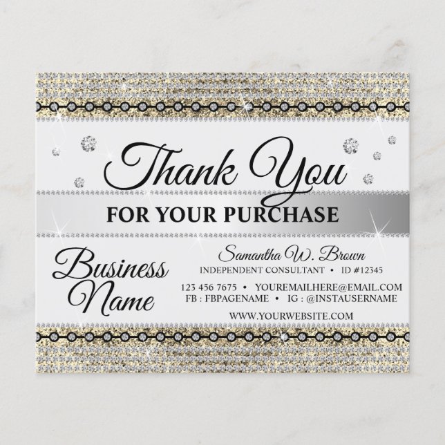 Bijou Merci pour les commandes Paillettes Or Diama (Devant)