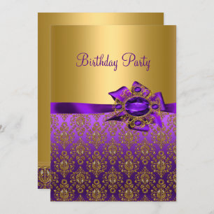 Bijou pourpre Damask Anniversaire 🎉 Invitations