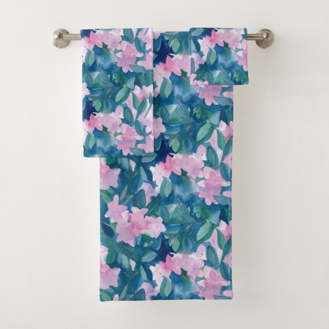 Bijou rose Floral Tone Indigo Bleu Aquarelle (En situation)