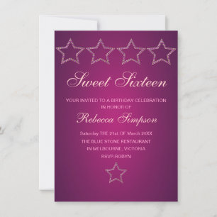 Bijou rose Star Sweet 16 Invitation d'anniversaire