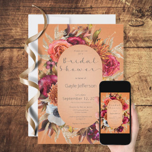 Bijou vintage Floral Orange Douche Invitation