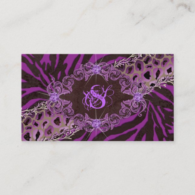 Bijoux Carte de visite mode Zebra Leopard violet (Devant)