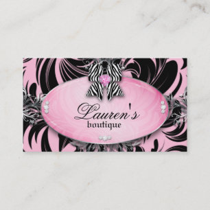 Bijoux Carte de visite Zebra Bow Pink Silver Swirl