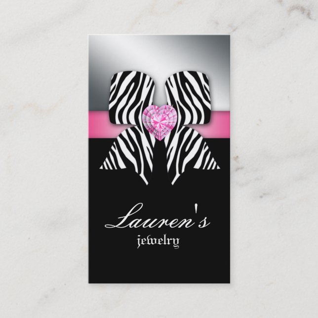 Bijoux Carte de visite Zebra Bow rose (Devant)