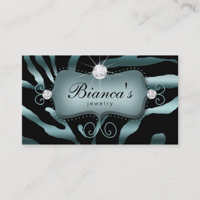 Bijoux Carte de visite Zebra Diamants Turquoises (Devant)