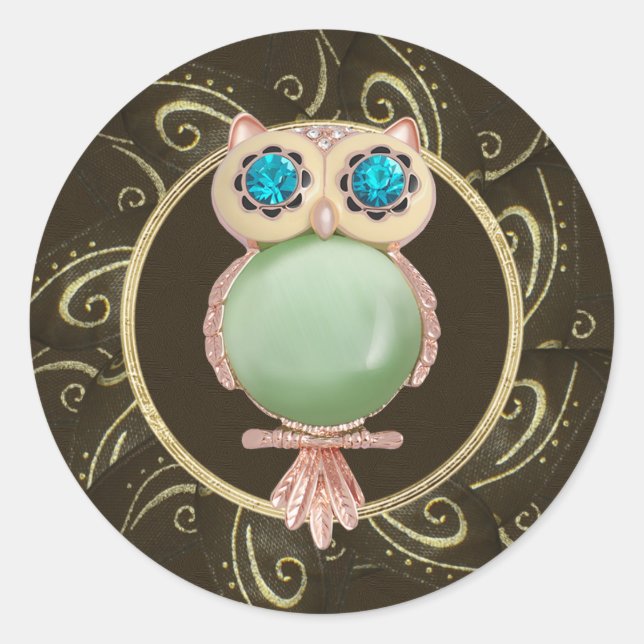 Bijoux de hibou élégant Stickers d'impression phot (Devant)
