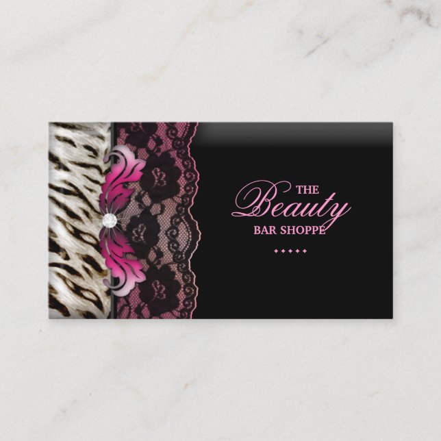 Bijoux de mode Zebra Carte de visite rose dentelle (Devant)