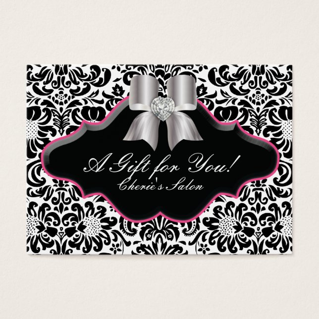 Bijoux de salon Carte cadeau Bow Floral Damask ros (Devant)