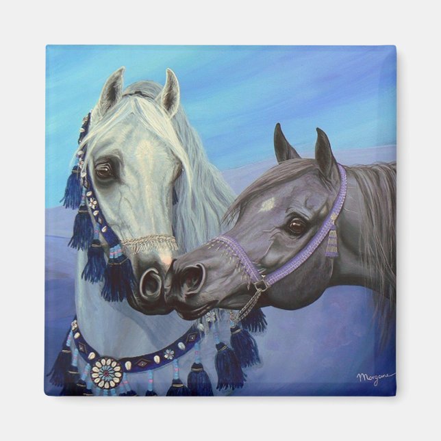 Bijoux du désert Chevaux d'Arabie aimant carré (Devant)
