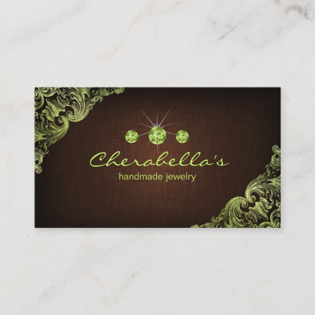 Bijoux en lin Carte de visite Chocolat Brown Lime (Devant)