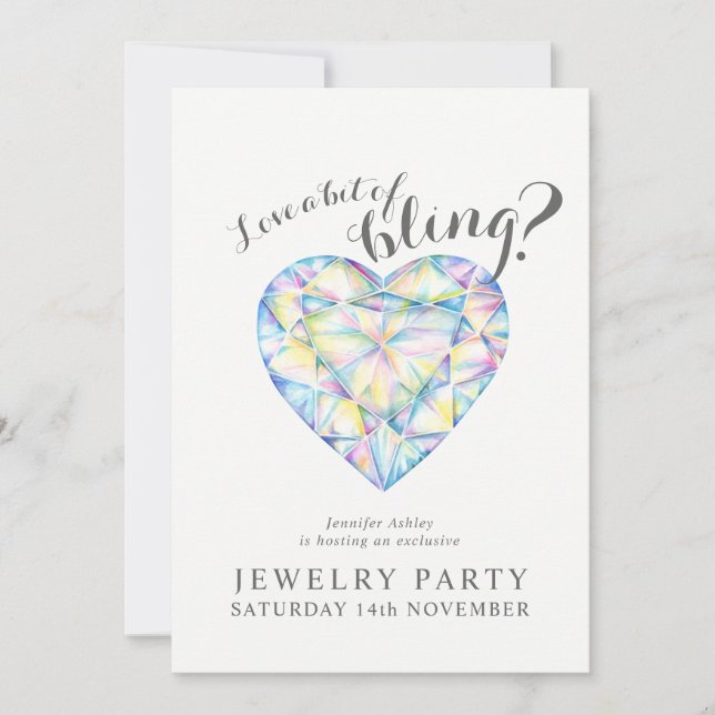 Bijoux invitations diamant amour bling (Devant)