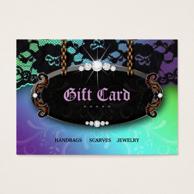 Bijoux N dentelle Mode violet bleu carte cadeau (Devant)