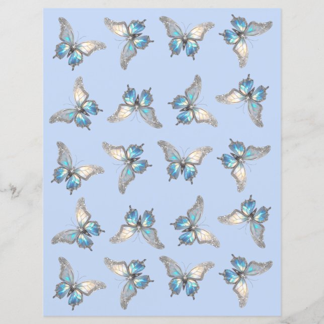 Bijoux Papier papillon Opal et Argent Papier (Devant)