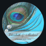 Bijoux Peacock plumes mariage Favoriser Étiquette<br><div class="desc">Sur ces autocollants figurent une plumes de paon glamour et des bijoux. Customisez facilement avec les détails de votre événement. Ces étiquettes autocollants sont parfaits pour personnaliser les sacs de faveur,  boîtes de faveur,  enveloppes,  et plus encore!</div>