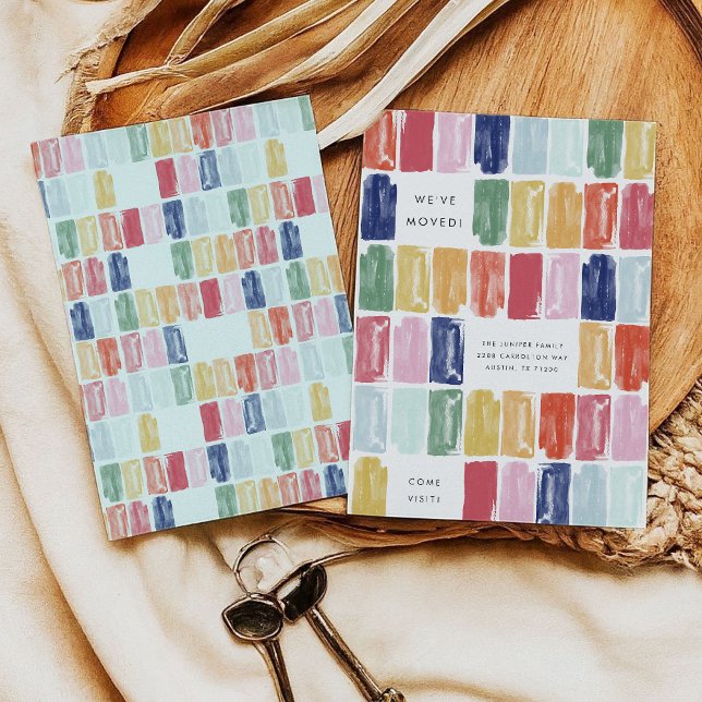 Bijoux peints brillants Déplacement Faire-part (Bright Painted Jewels Moving Announcement)