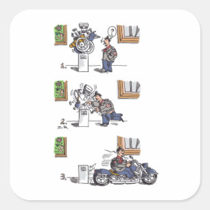 Biker Au Musée gros autocollants carrés