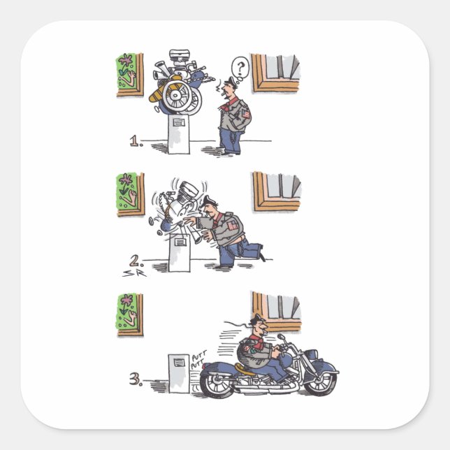 Biker Au Musée gros autocollants carrés (Devant)