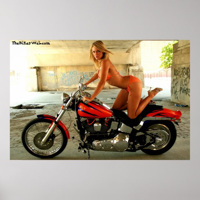 Biker Babe sur un Hawg - Poster (Devant)