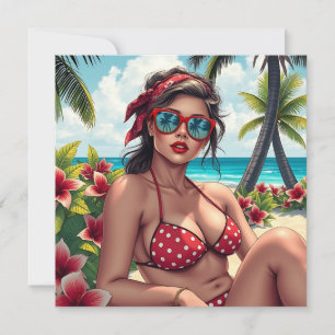 Bikini rouge, lunettes de soleil et blond de la fe