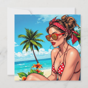 Bikini rouge, lunettes de soleil et femme de Banda