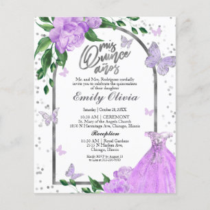 Bilingue Quinceanera Papillons Budget Invitation