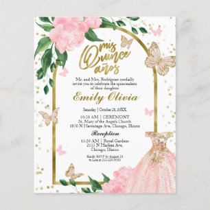 Bilingue Quinceanera Papillons Budget Invitation