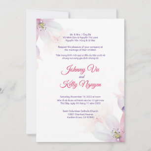 Bilingue Vietnamienne Invitation Cerise Blossom