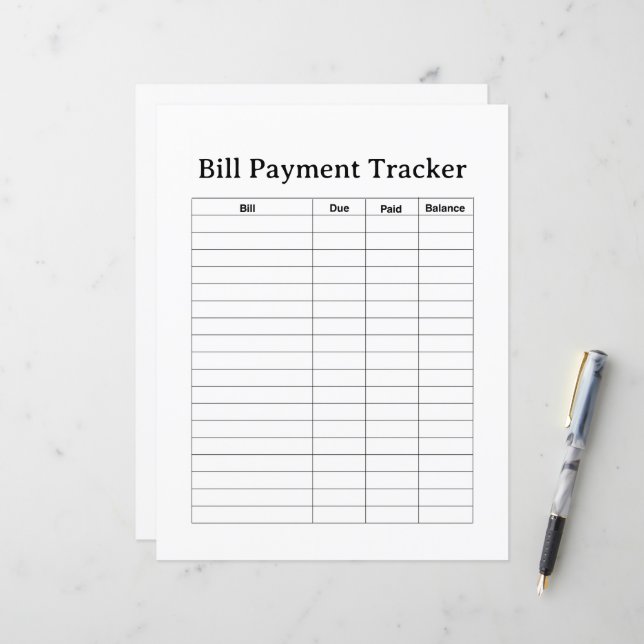 BILL PAYMENT TRACKER FLYER (Devant/Arrière en situation)