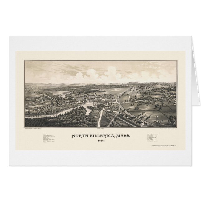 Billerica du nord, carte panoramique de mA - 1887 (Devant horizontal)