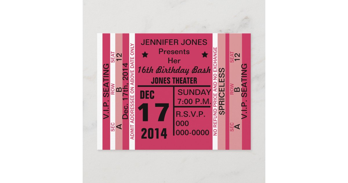 Billet A La Carte Postale D Invitation D Amusement Zazzle Fr