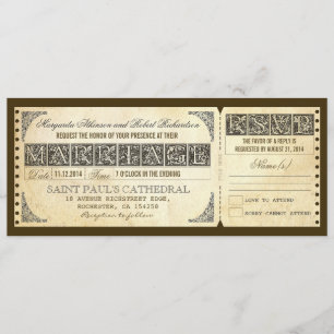 Billet antique mariage invitation & design rsvp