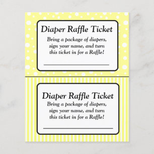 Billet Baby shower Polka jaune et blanc