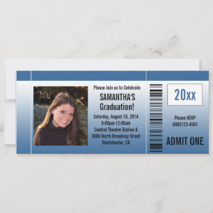 Billet Bleu de la fête de graduation Invitation av