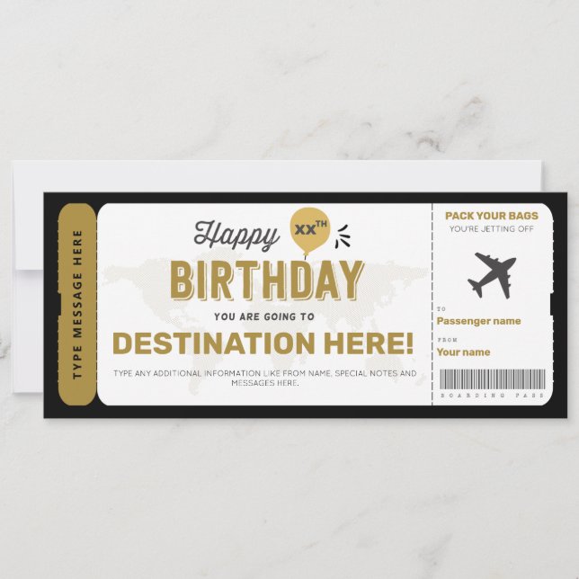 Billet Cadeau Anniversaire Carte Carte Pass Embarq (Devant)