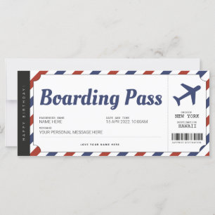 Billet cadeau avion de la carte d'embarquement sur