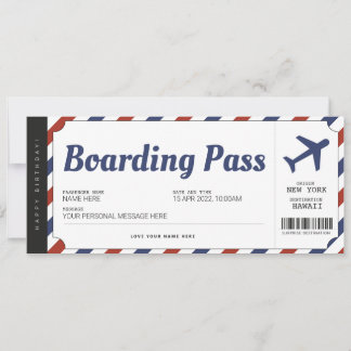 Billet cadeau avion de la carte d'embarquement sur