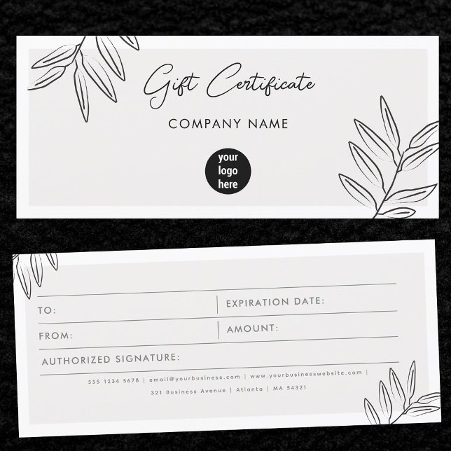 Billet cadeau Boho Feuille Business Logo (Boho Leaves Business Logo Gift Certificate Voucher)