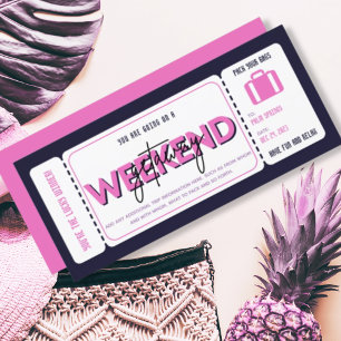Billet cadeau cadeau cadeau Pink Purple Weekend Ge