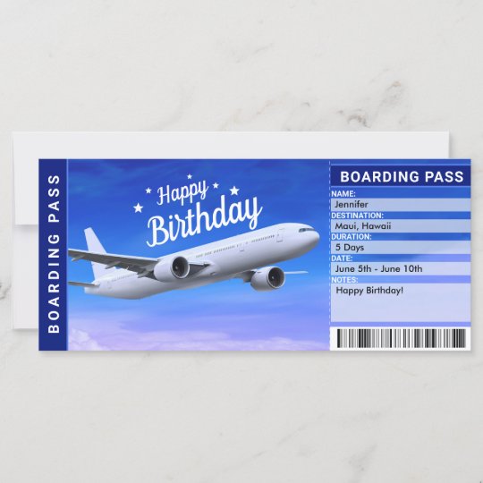 Billet Cadeau De La Carte D Embarquement Pour Birt Zazzle Fr