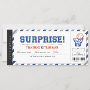 Billet cadeau du stade de basket-ball surprise