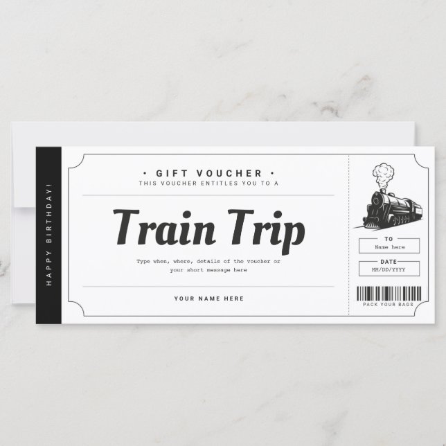 Billet cadeau voyage train surprise (Devant)